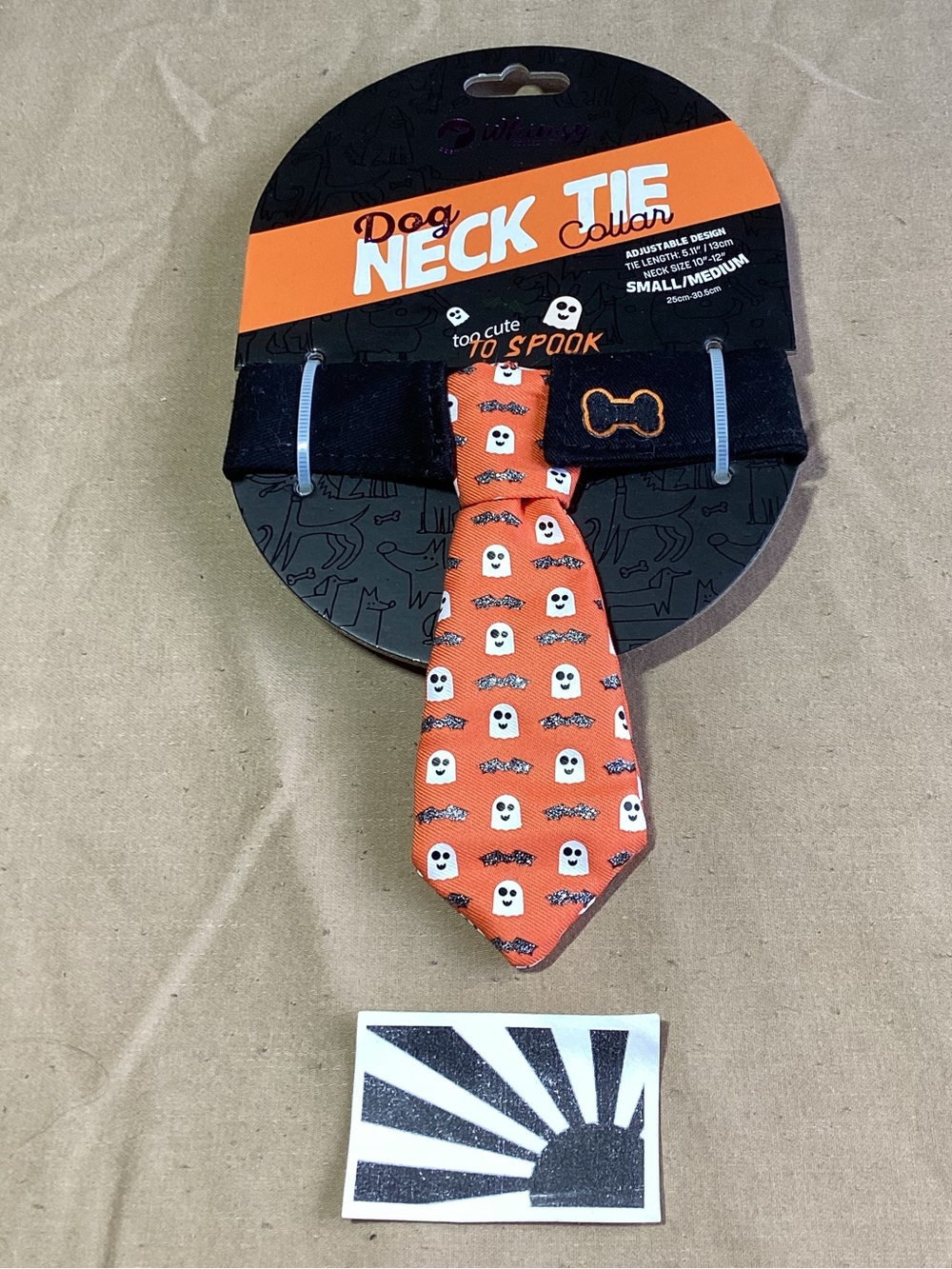 Whimsy Collection by Doghaus Dog Neck Tie Collar Too Cute To Spook S/M 10"-12"